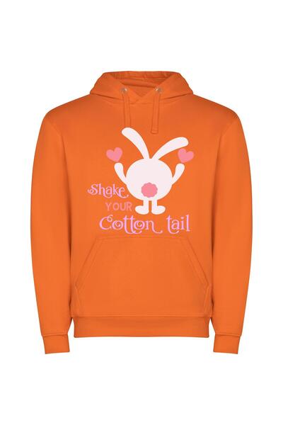 iLovePrints Cotton Candy Bunny Love Φούτερ με κουκούλα σε χρώμα Πορτοκαλί
