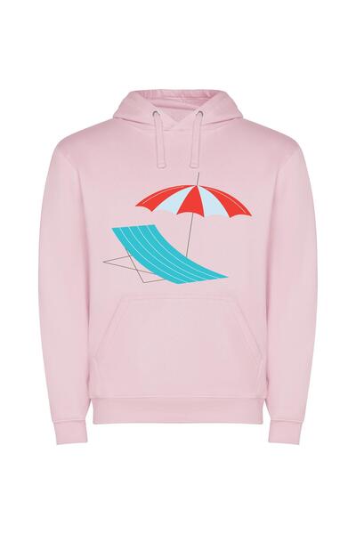 iLovePrints Colorful Sun Lounger Delight Φούτερ με κουκούλα σε χρώμα Ροζ