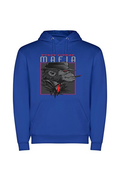 iLovePrints Primal Gangster Animals Φούτερ με κουκούλα σε χρώμα Μπλε