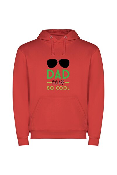 iLovePrints Daddy Cool Vibes Φούτερ με κουκούλα σε χρώμα Κόκκινο