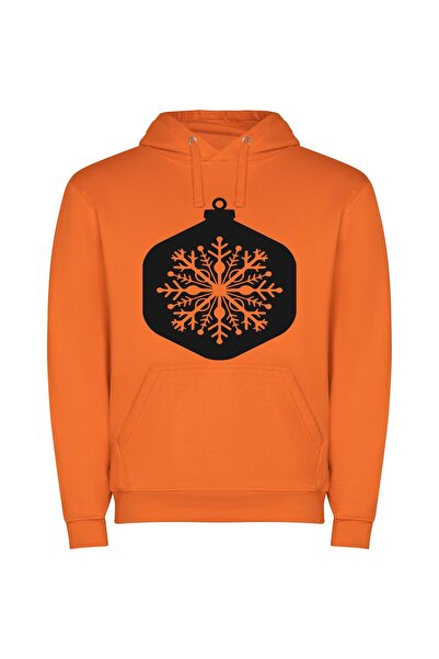 iLovePrints Elegant Snowflake Ornaments Φούτερ με κουκούλα σε χρώμα Πορτοκαλί