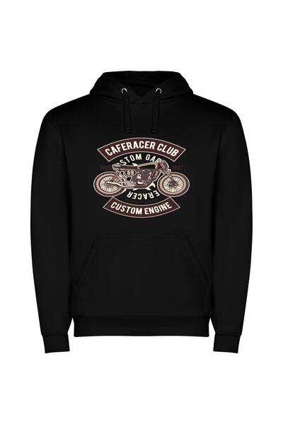 iLovePrints Cafe Racer Club Exquisitely Illustrated Φούτερ με κουκούλα σε χρώ...