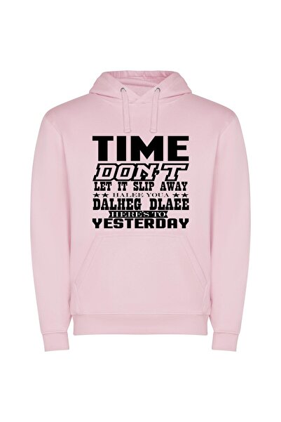iLovePrints Time Blame, Delete, Enes Φούτερ με κουκούλα σε χρώμα Ροζ