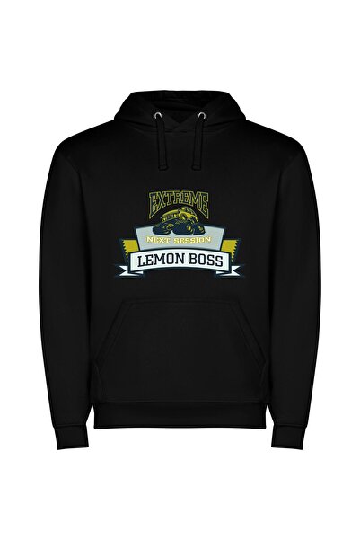 iLovePrints Lemon Boss Xtreme Illustrator Φούτερ με κουκούλα σε χρώμα Μαύρο