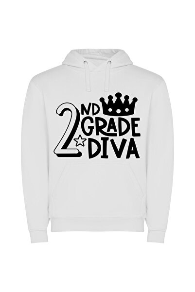iLovePrints Grade 2B: Timeless Elegance Φούτερ με κουκούλα σε χρώμα Λευκό