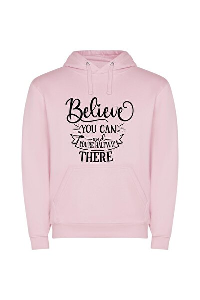 iLovePrints Believe, Conquer, Inspire Φούτερ με κουκούλα σε χρώμα Ροζ