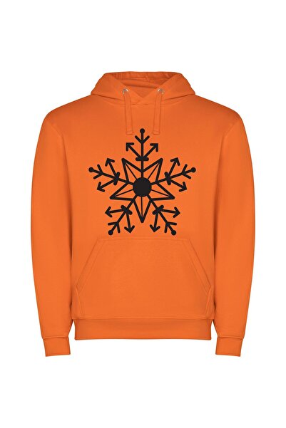 iLovePrints Snowflake Noir Φούτερ με κουκούλα σε χρώμα Πορτοκαλί