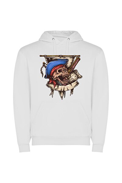 iLovePrints Pirates Unleashed: Illustrated Skulls Φούτερ με κουκούλα σε χρώμα...
