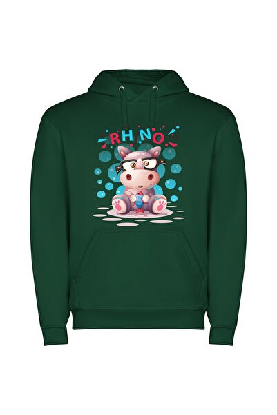 iLovePrints Whimsical Animal Sports Φούτερ με κουκούλα σε χρώμα Πράσινο