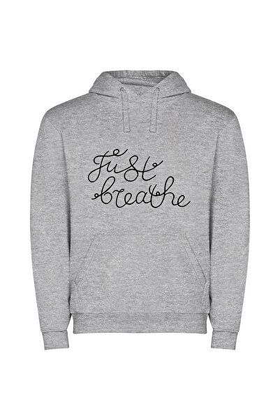 iLovePrints Monochrome Breath of Life Φούτερ με κουκούλα σε χρώμα Γκρι