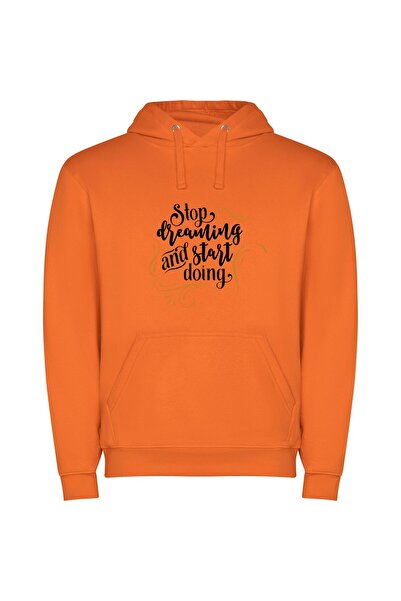 iLovePrints Dreams to Reality: Inspired Φούτερ με κουκούλα σε χρώμα Πορτοκαλί