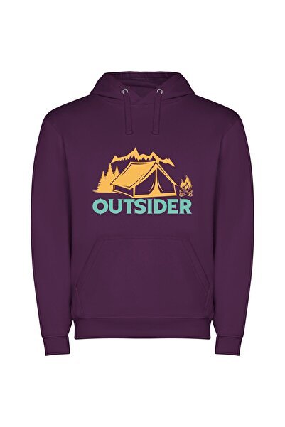 iLovePrints Wilderness Nights: Fireside Escapes Φούτερ με κουκούλα σε χρώμα Μωβ