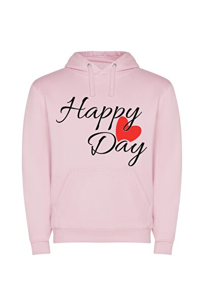 iLovePrints Happy Hearts Valentine's Day Φούτερ με κουκούλα σε χρώμα Ροζ