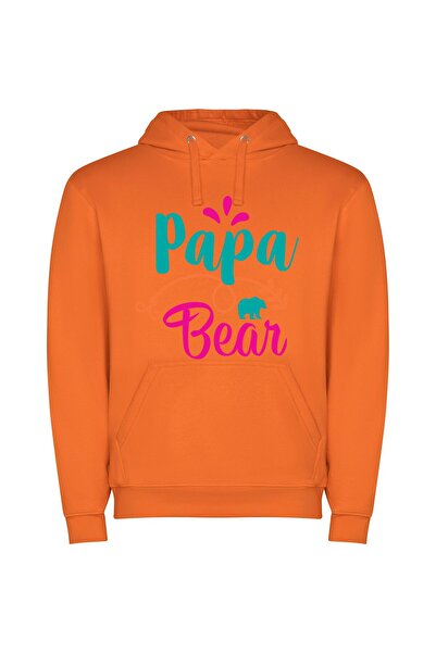 iLovePrints Artistic Family Emblem: Papa Bear Φούτερ με κουκούλα σε χρώμα Πορ...