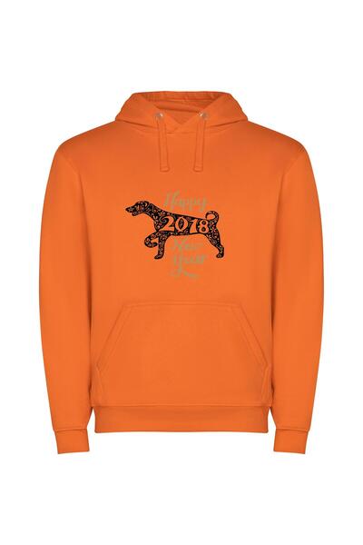 iLovePrints Pawsperous New Year Ahead Φούτερ με κουκούλα σε χρώμα Πορτοκαλί