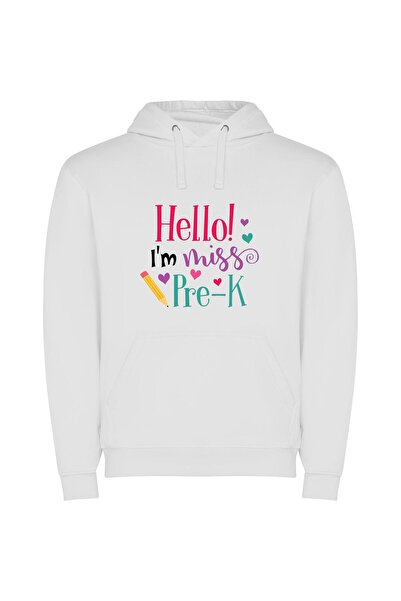 iLovePrints Future Kid, Say Hi! Φούτερ με κουκούλα σε χρώμα Λευκό