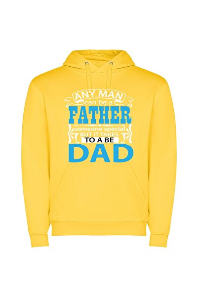 iLovePrints Daddy, My Fatherly Hero Φούτερ με κουκούλα σε χρώμα Κίτρινο