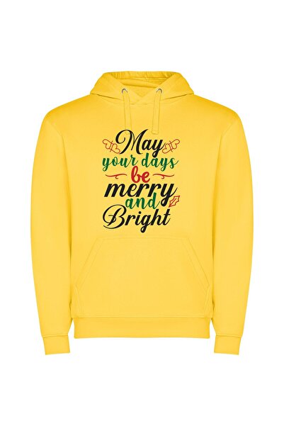 iLovePrints Festive & Bright Joy Φούτερ με κουκούλα σε χρώμα Κίτρινο