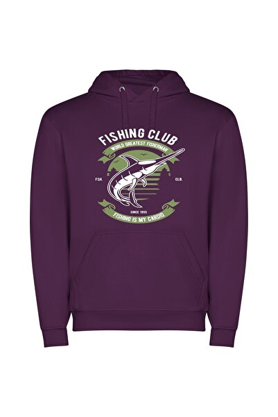 iLovePrints Fishing for Wild Success Φούτερ με κουκούλα σε χρώμα Μωβ