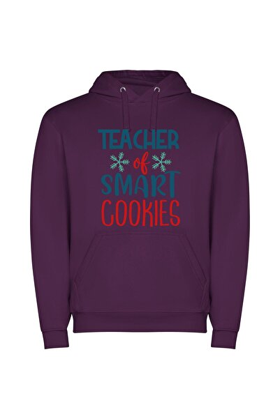 iLovePrints Merry Smart Cookie Teacher Φούτερ με κουκούλα σε χρώμα Μωβ