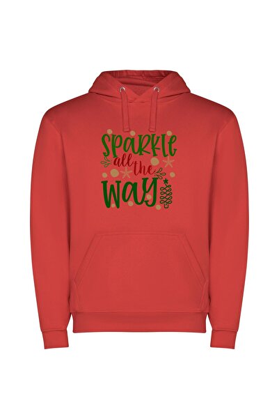 iLovePrints Sparkle-filled Christmas Greetings Φούτερ με κουκούλα σε χρώμα Κό...