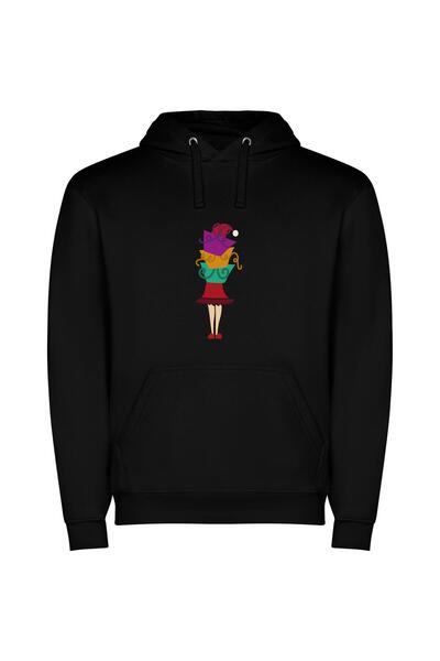 iLovePrints Enchanting Festive Fashion Φούτερ με κουκούλα σε χρώμα Μαύρο