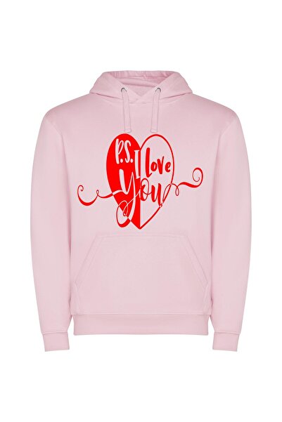 iLovePrints Love-Filled Heart: Digital Bliss Φούτερ με κουκούλα σε χρώμα Ροζ