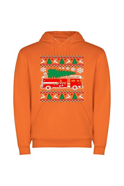 iLovePrints Festive Adobe Illustrator Truck Φούτερ με κουκούλα σε χρώμα Πορτο...