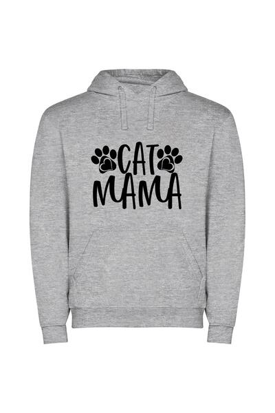 iLovePrints Purrfect Cat Logo Design Φούτερ με κουκούλα σε χρώμα Γκρι