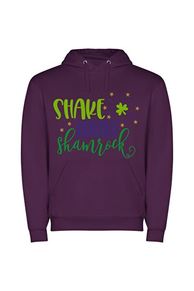 iLovePrints Enigmatic Shamrock Spectacle Φούτερ με κουκούλα σε χρώμα Μωβ