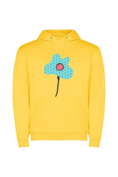iLovePrints Polka Dot Flower Fashion Φούτερ με κουκούλα σε χρώμα Κίτρινο
