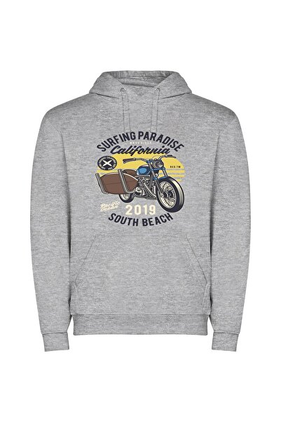 iLovePrints Surfing Motorcycle Dream Φούτερ με κουκούλα σε χρώμα Γκρι