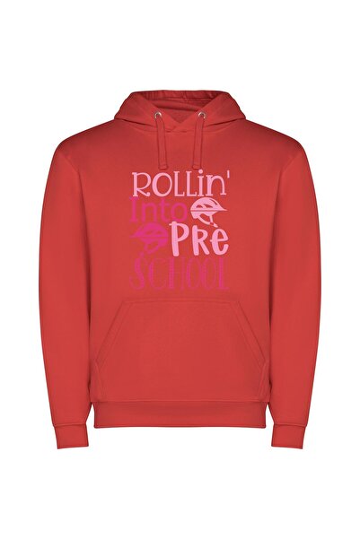 iLovePrints Rollin' Pink Pre-School Bliss Φούτερ με κουκούλα σε χρώμα Κόκκινο