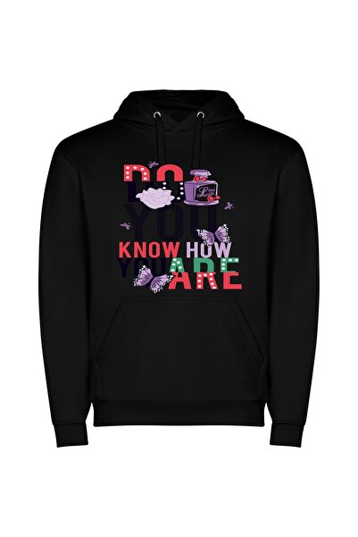 iLovePrints Know Yourself Fashionably Φούτερ με κουκούλα σε χρώμα Μαύρο