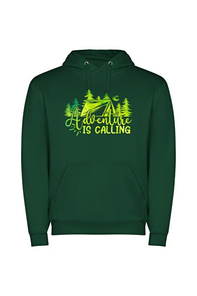 iLovePrints Calling for Outdoor Bliss Φούτερ με κουκούλα σε χρώμα Πράσινο