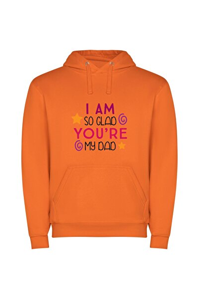 iLovePrints Proud Daddy, My Hero Φούτερ με κουκούλα σε χρώμα Πορτοκαλί