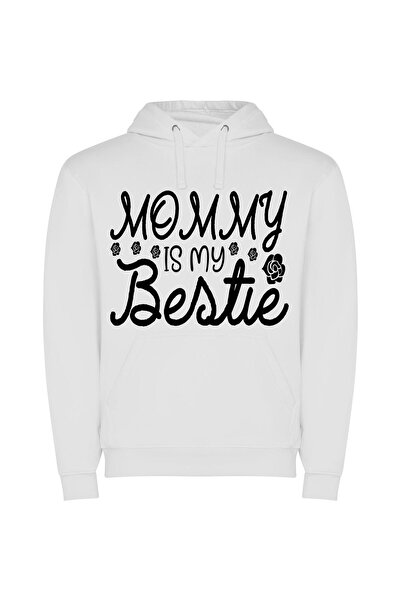 iLovePrints Memesy: Black and White Elegance Φούτερ με κουκούλα σε χρώμα Λευκό