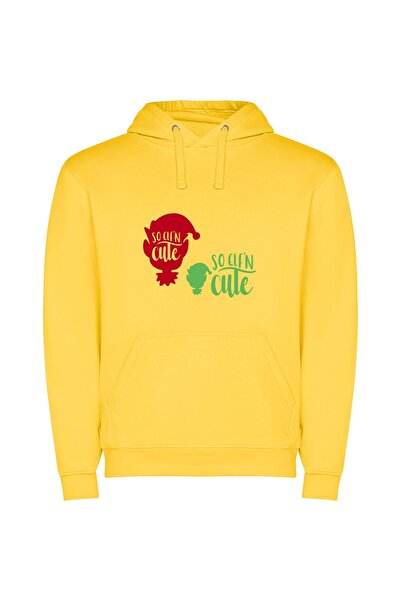 iLovePrints Colorful Charm: Cute Edition Φούτερ με κουκούλα σε χρώμα Κίτρινο