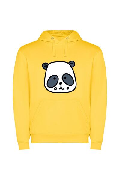 iLovePrints Panda Perfection! Φούτερ με κουκούλα σε χρώμα Κίτρινο