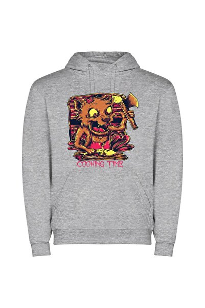 iLovePrints Nightmarish Animal Artistry Φούτερ με κουκούλα σε χρώμα Γκρι