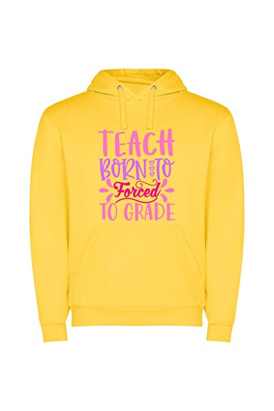iLovePrints Teach Excellence with Style Φούτερ με κουκούλα σε χρώμα Κίτρινο