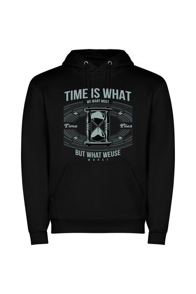iLovePrints Time's Last Hourglass Glory Φούτερ με κουκούλα σε χρώμα Μαύρο