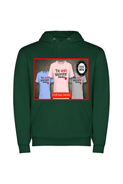 iLovePrints Whispering Heart Nurse Apparel Φούτερ με κουκούλα σε χρώμα Πράσινο