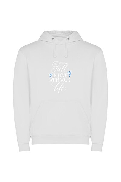 iLovePrints Life's Enchanting Love Affair Φούτερ με κουκούλα σε χρώμα Λευκό