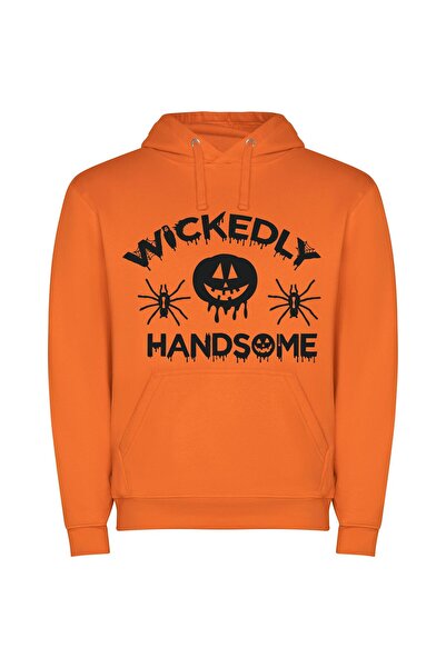 iLovePrints Whacky Jack-O-Lantern Elegance Φούτερ με κουκούλα σε χρώμα Πορτοκαλί
