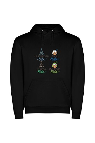iLovePrints Whimsical Owl Tee Collection Φούτερ με κουκούλα σε χρώμα Μαύρο