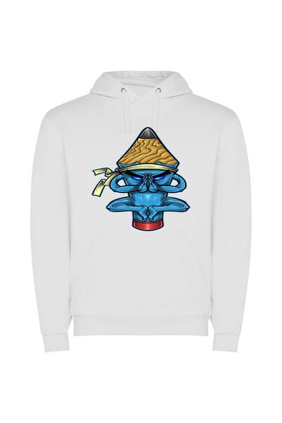 iLovePrints Enigmatic Woodland Ninja Φούτερ με κουκούλα σε χρώμα Λευκό