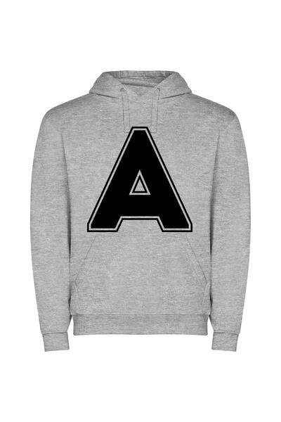iLovePrints Monochrome Alpha Logo Φούτερ με κουκούλα σε χρώμα Γκρι