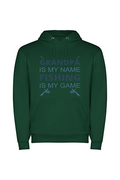 iLovePrints Glamorous Fishing Grandad Φούτερ με κουκούλα σε χρώμα Πράσινο