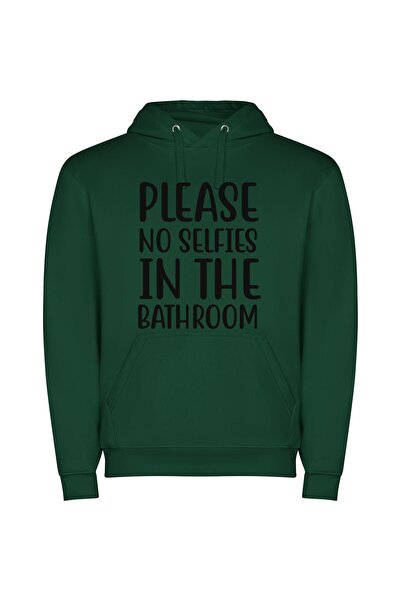 iLovePrints Selfie-Free Bathroom Zone Φούτερ με κουκούλα σε χρώμα Πράσινο